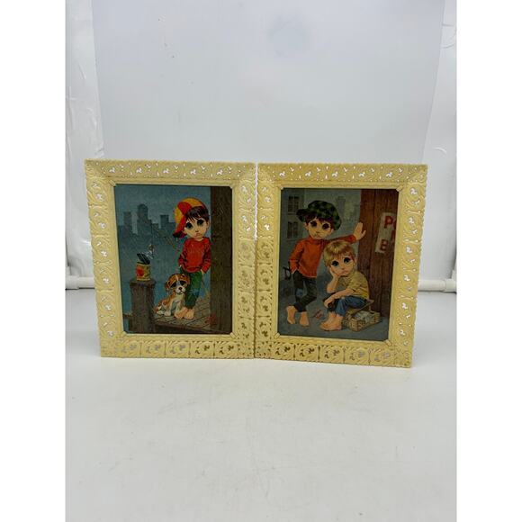 Vintage Mid Century Big Eyes Lee Boy Dog Mcm Keane Crying Sad Print - Picture 1 of 5